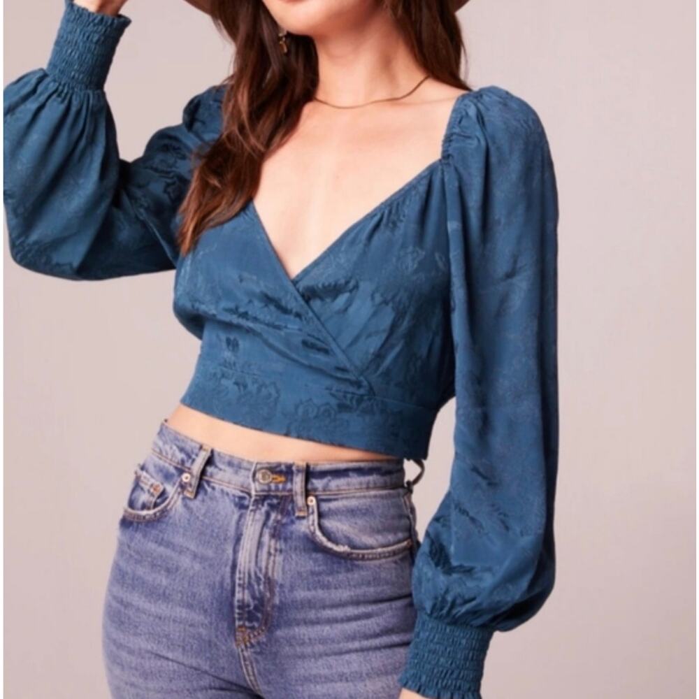 Band of the Free Camille Crossover Crop Top Deep Teal, Women's Size M